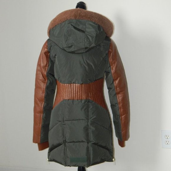 NB Series by Nicole Benisti COURVECHAL Two- tone Quilted Down Coat Fur Trim NWT - Picture 5 of 12